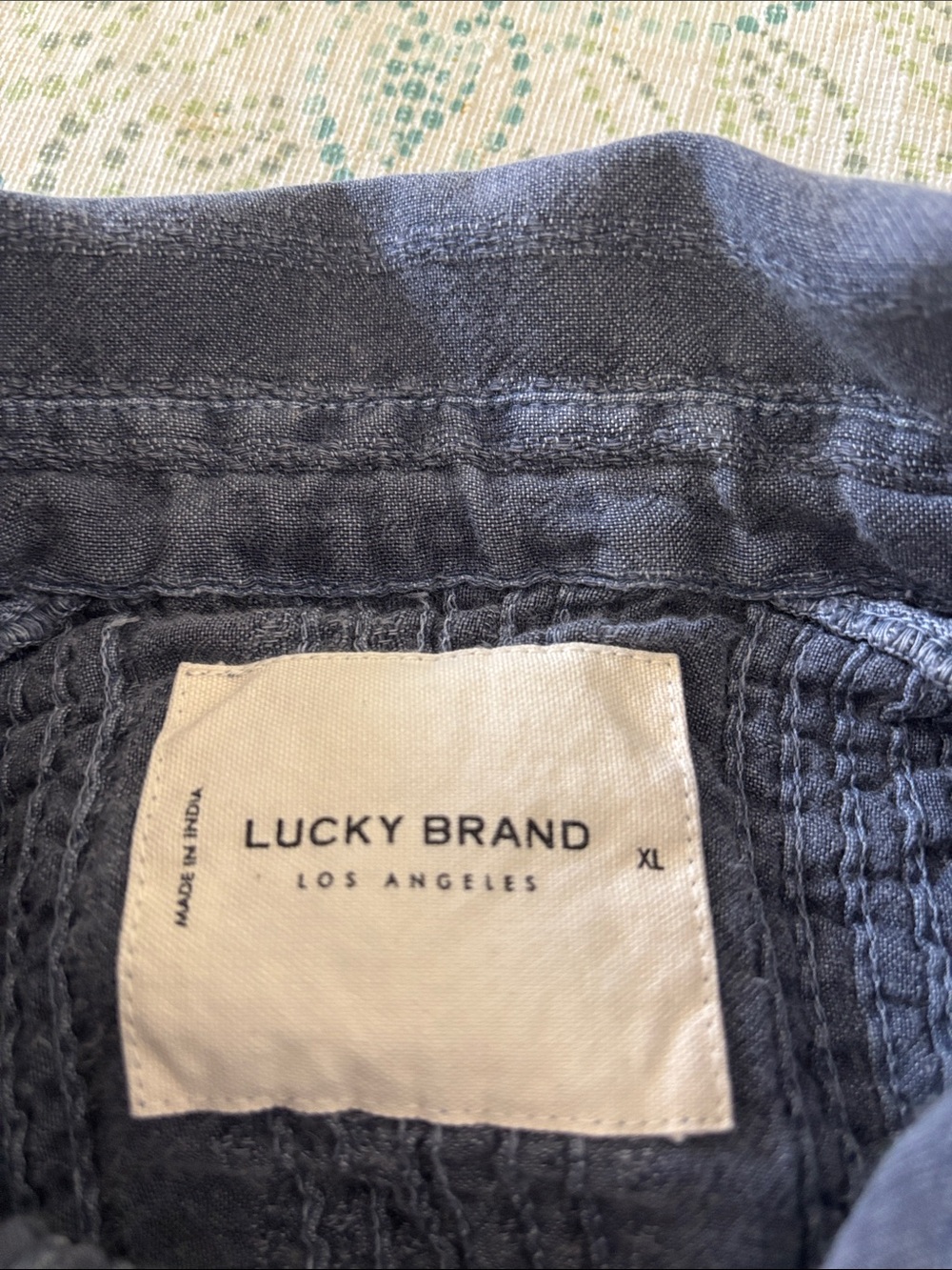 Lucky Brand Navy Short Sleeve Button-Front Shirt with Pintuck Detail - Picture 4 of 4